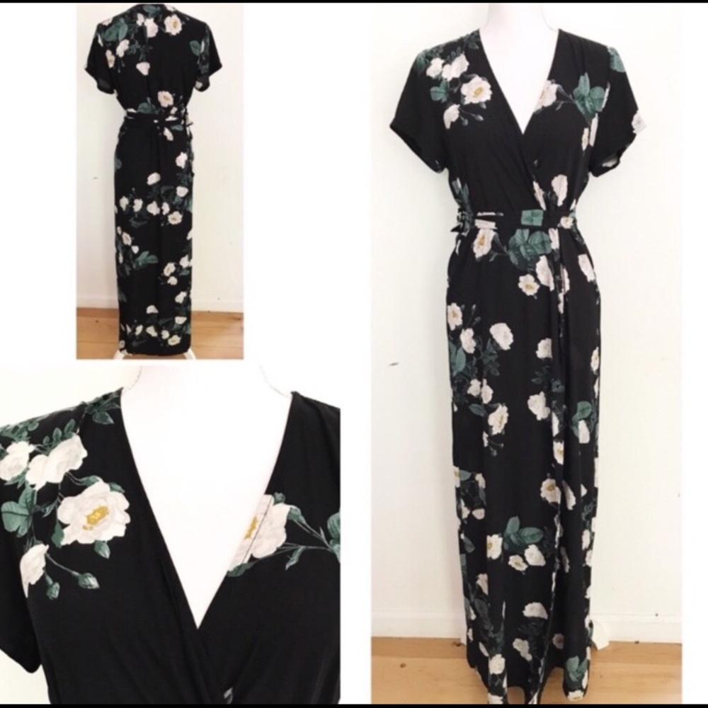 Beautiful black floral wrap dress